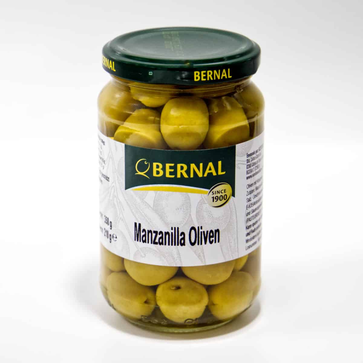 Manzanilla Oliven mit Kernen bernal im Glas 210g Spanischer