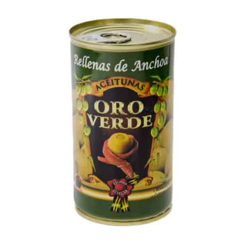 oro verde grüne oliven mit sardellenpaste 150g dose front