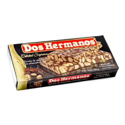 turrón de chocolate de almendras nougat mit schokolade und mandeln front