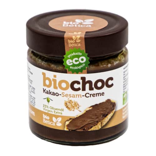 biochoc kakao sesam creme 23 olivenoel virgen extra 200g front