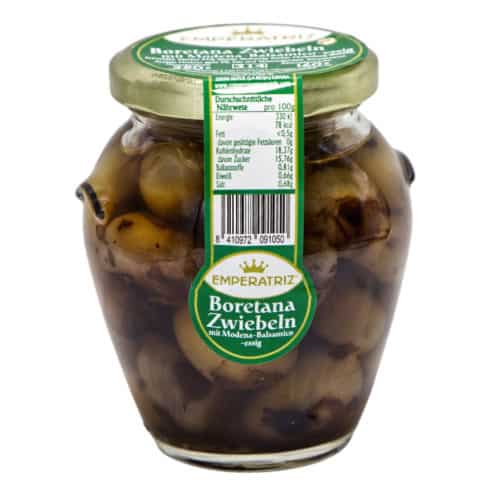 cebollas borettana con vinagre balsámico de módena emperatriz boretana zwiebeln mit modena balsamico essig 160g front