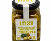 karamellisierte gefuellte gruene gordal oliven mit ananas 1921 stuffed caramelized green gordal olives with pineapple 140g front