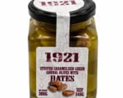 karamellisierte mit datteln gefuellte gordal oliven 1921 stuffed caramelized green gordal olives with dates 140g front