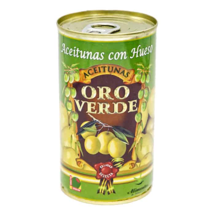 oro verde–aceitunas con hueso 150g–gruene oliven mit kernen front