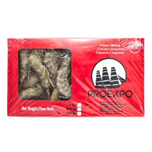 langostino vannamei con cabeza con piel crudo proexpo vannamei garnelen gambas mit kopf mit schale roh glasiert 800g