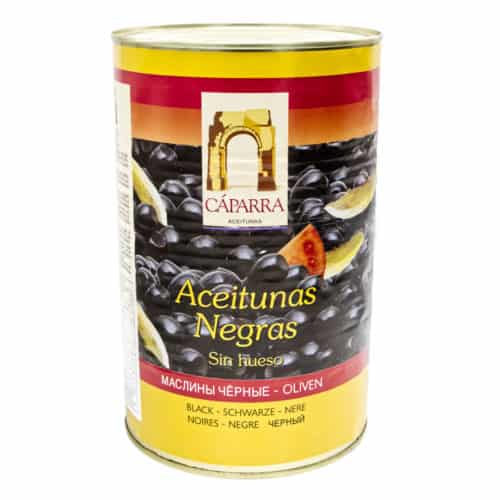 aceitunas negras sin hueso cáparra schwarze oliven ohne kerne 2kg front