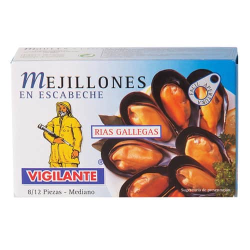 mejillones en escabeche vigilante pfahlmuscheln in marinade 70g front