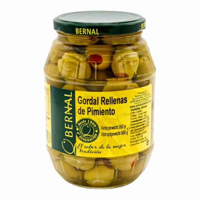 gordal rellenas de pimiento bernal gordal oliven gefuellt mir paprika 600g front