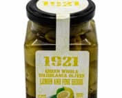 gruene ganze hojiblanca oliven mit zitrone und feinen kraeutern 1921 green whole hojiblanca olives lemon and fine herbs 140g front