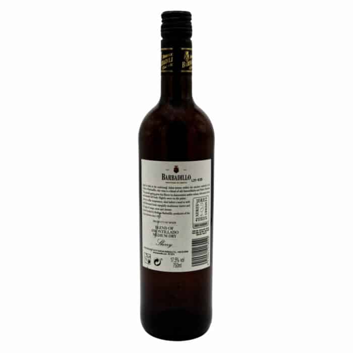 sherry barbadillo blend of amontillado medium dry 075l back